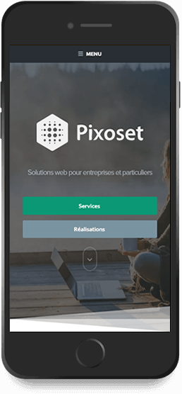 Capture d’écran représentant l’exemple d’une Page Pixoset sur appareil mobile